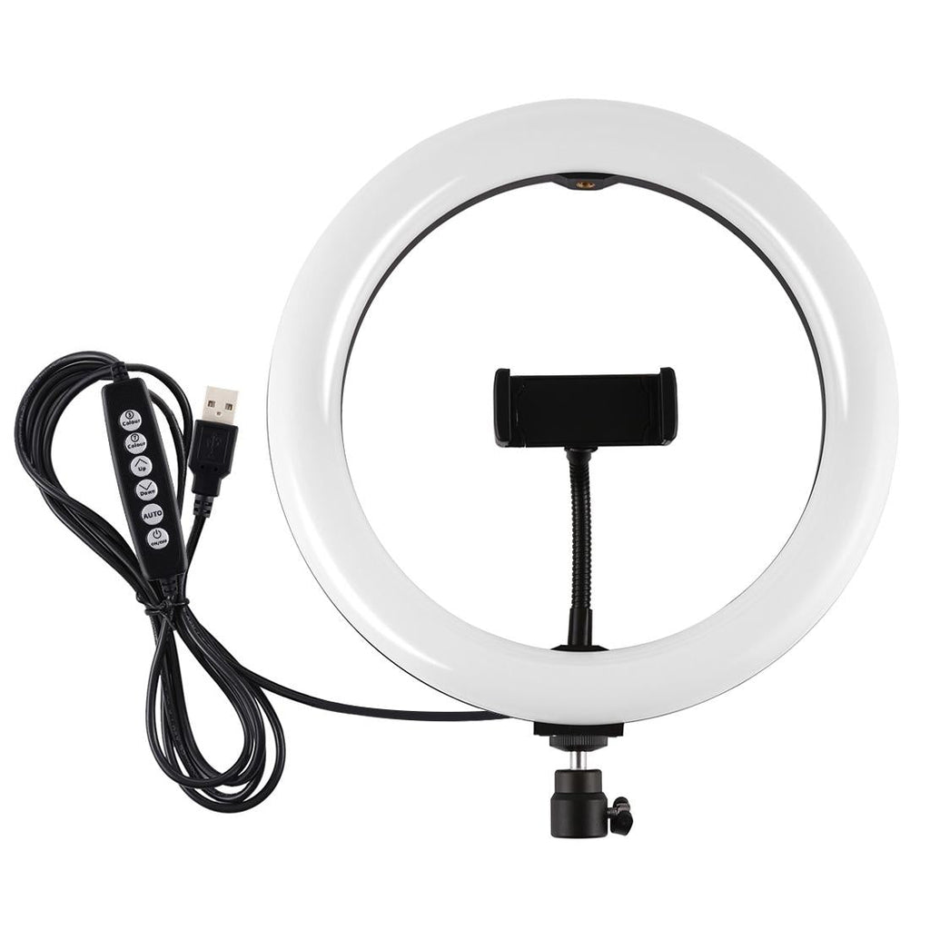 10.2 Usb Led Ring Light with 10 Modes Cold Shoe Tripod & Phone Clamp - Pink
