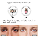 10.2 Usb Led Ring Light with 10 Modes Cold Shoe Tripod & Phone Clamp - Pink