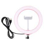 10.2 Usb Led Ring Light with 10 Modes Cold Shoe Tripod & Phone Clamp - Pink
