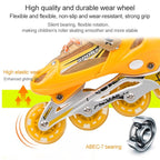 Adjustable Kids Roller Skates Set - Flash Wheels Size m - Pink