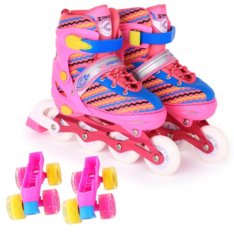 Kids Double-row Roller Skates - White Size l - Pink