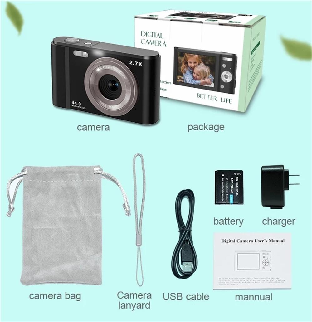 2.7k Full Hd 44mp 16x Zoom 2.88 Digital Camera for Kids - Pink
