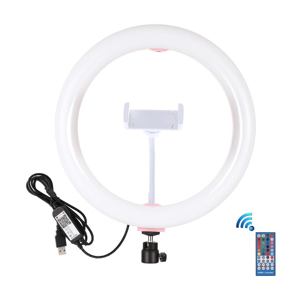 10.2 Curved Led Ring Light with Tripod & Remote for Vlogging & Photography - Pink