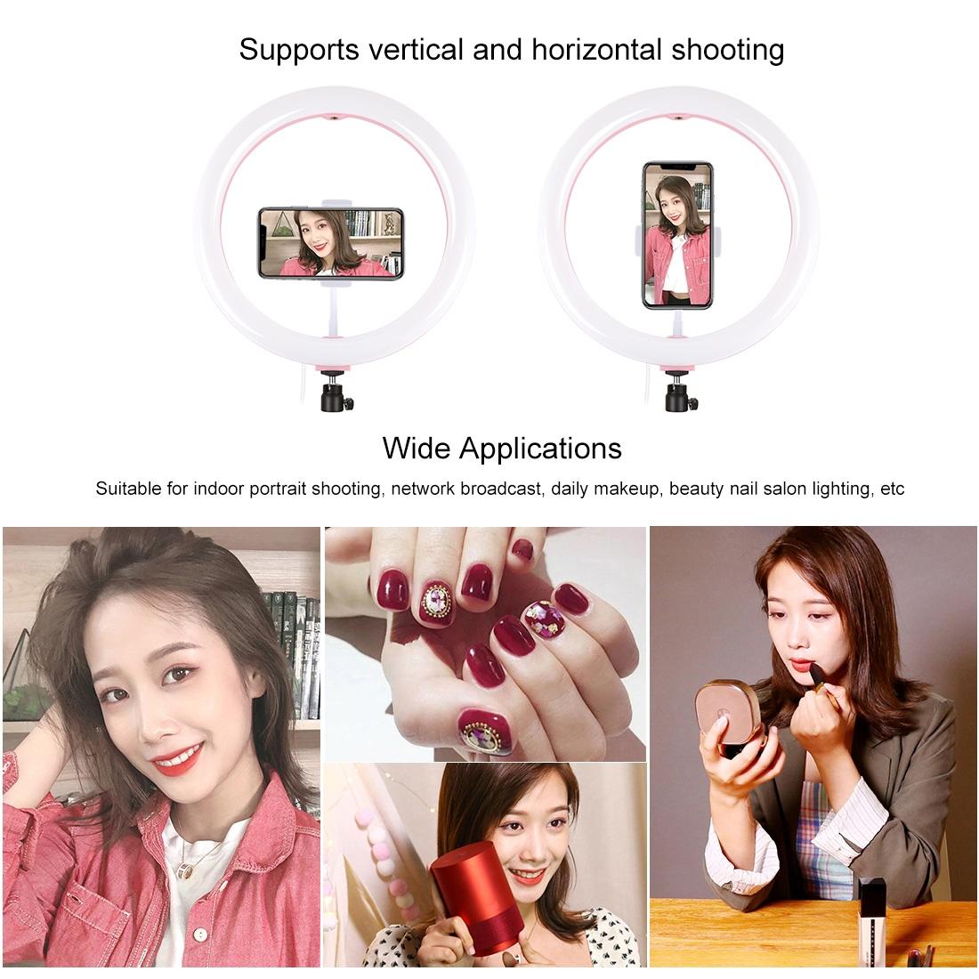 30cm Usb Dual Colour Led Ring Light with Phone Clamp - Pink