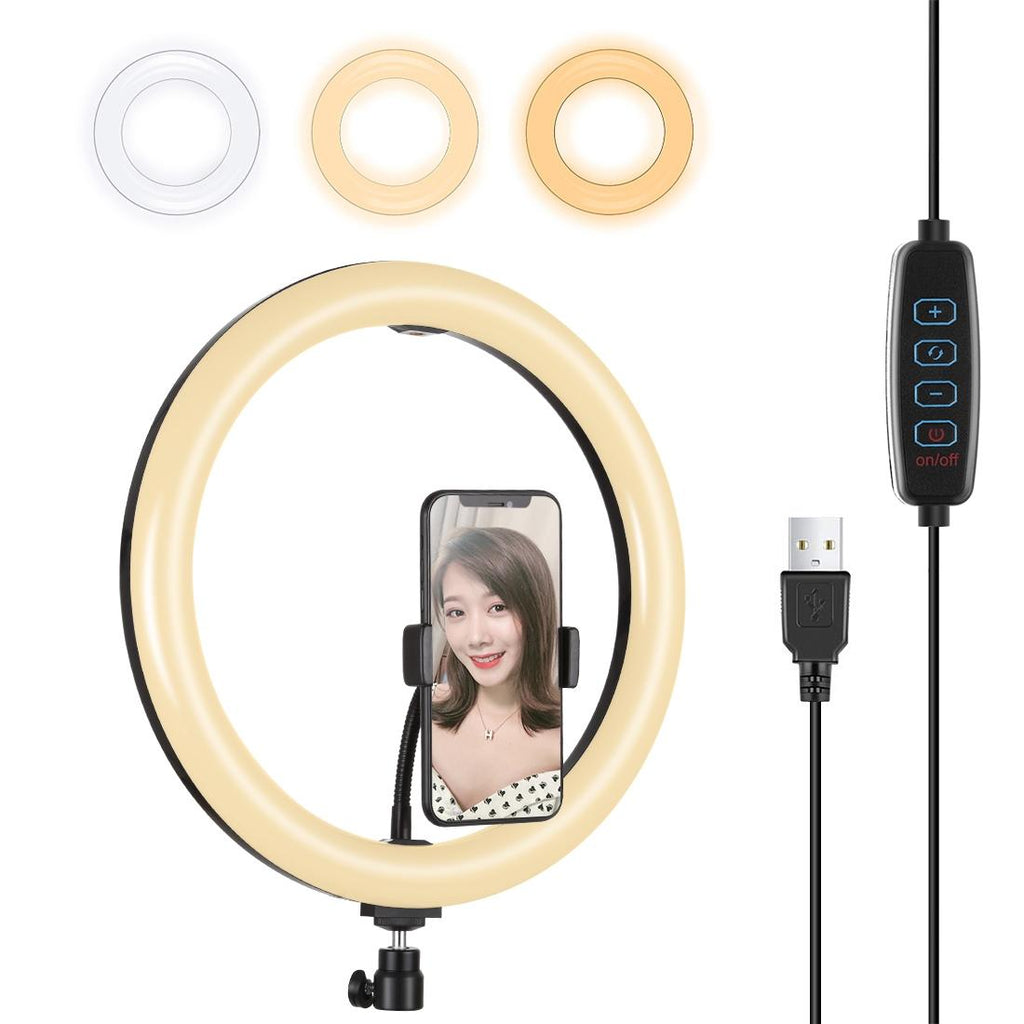 30cm Usb Dual Colour Led Ring Light with Phone Clamp - Pink