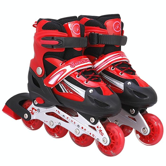 Flash Straight Row Roller Skating Shoes Suit for Children and Adults - Size l - Pink