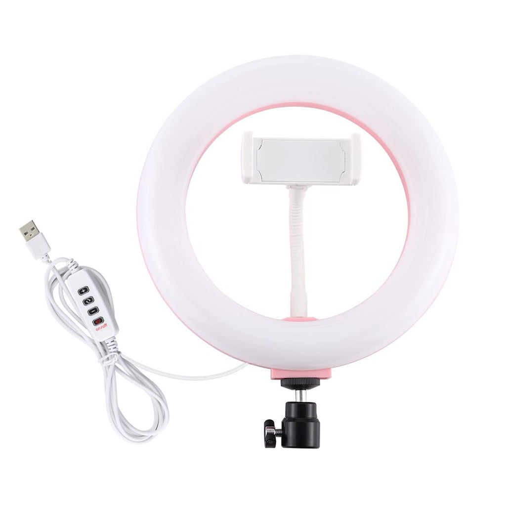 20cm Usb Dual Colour Led Ring Light with Phone Clamp - Pink