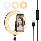 20cm Usb Dual Colour Led Ring Light with Phone Clamp - Pink