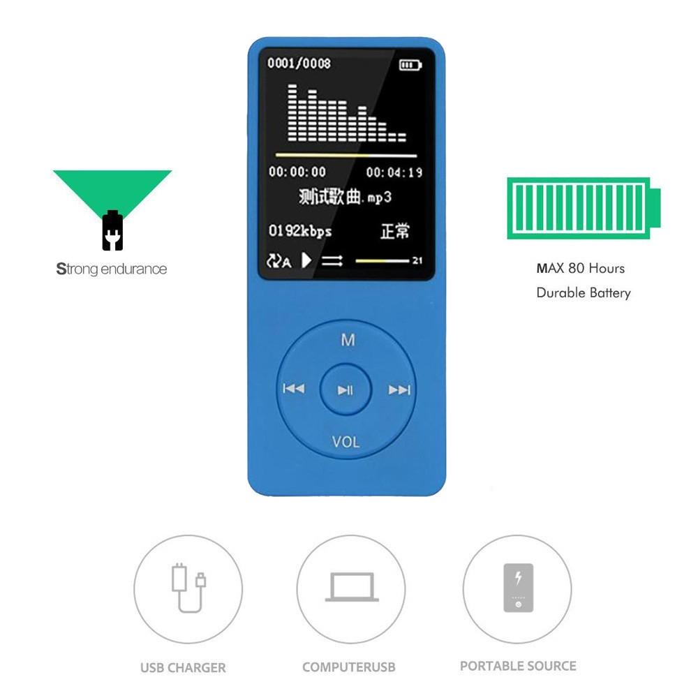 8Gb Portable Lcd Fm Radio Mp3 Mp4 Player - Blue 8Gb