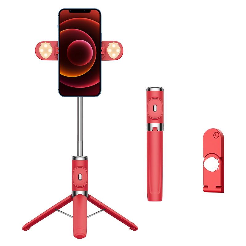 Bluetooth Remote Selfie Stick with Dual Fill Light and Tripod - Green