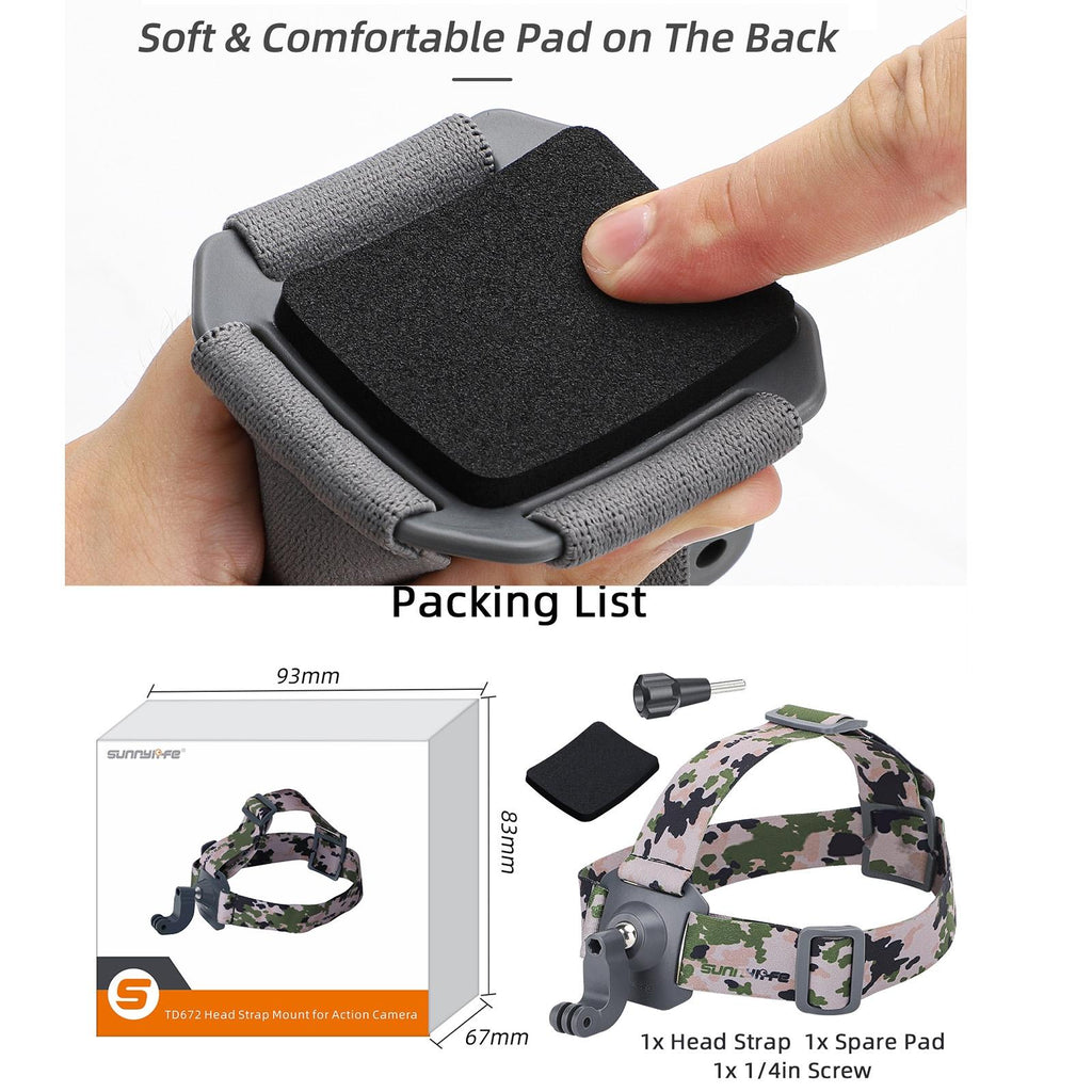 Adjustable 360 Degree Head Strap for Action Cameras - Grey