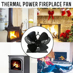 High Temperature 4-blade Heat Powered Stove Fan for Fireplaces - Grey