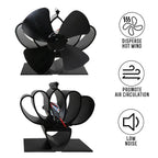 High Temperature 4-blade Heat Powered Stove Fan for Fireplaces - Grey