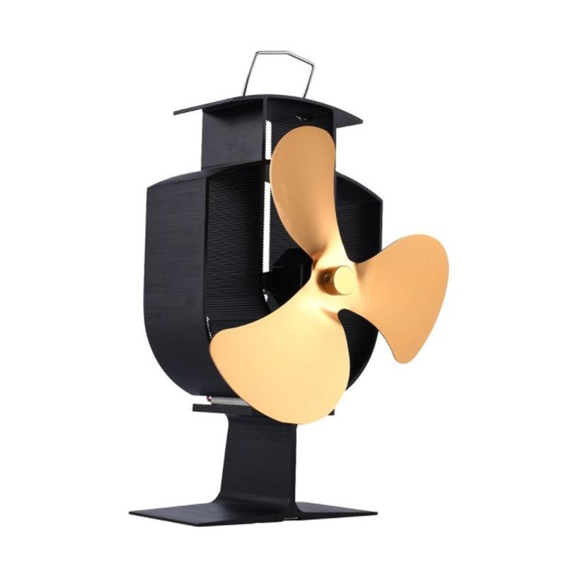 High-temp Metal Heat-powered Stove Fan - 3 Blades - Gold