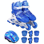 Flash Straight Row Roller Skating Shoes Suit for Children and Adults - Small Size - Blue
