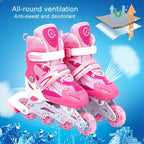 Flash Straight Row Roller Skating Shoes Suit for Children and Adults - Small Size - Blue