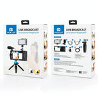 Bluetooth Vlogging Kit With Led Light Mic Tripod - Blue