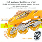 Adjustable Kids Roller Skates Set - Full Flash Single Four-wheel - Size l - Blue