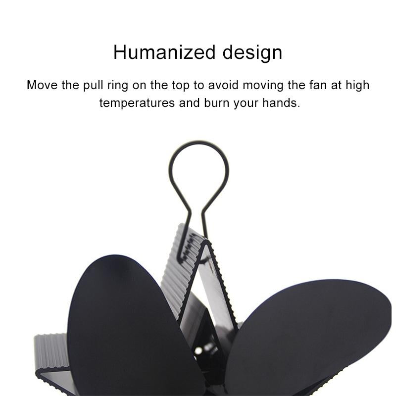 Efficient 4-blade Heat-powered Stove Fan - Aluminum - Blue