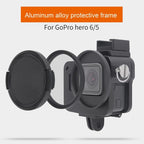 Aluminum Protective Cage with Insurance Frame and 52mm Uv Lens for Gopro Hero7 / 6 / 5 - Blue