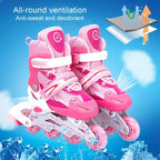 Flash Straight Row Roller Skating Shoes Suit for Children and Adults - Size l - Blue