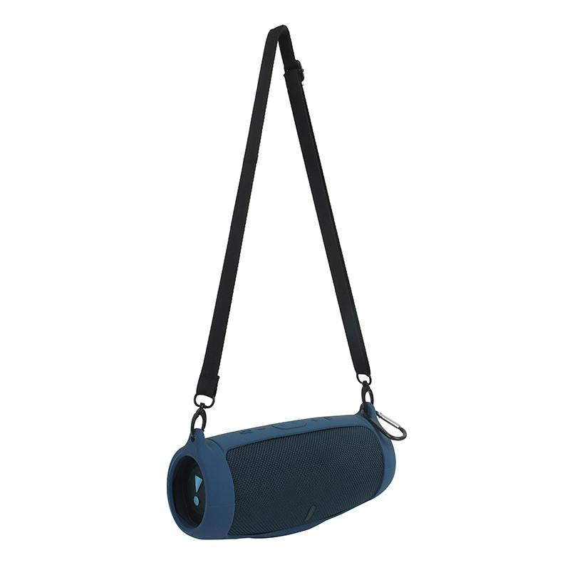 Portable Silicone Speaker Cover with Shoulder Strap & Carabiner for Jbl Charge 5 - Blue