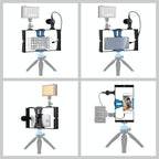Smartphone Video Rig & Microphone Kit For Live Broadcast - Compatible With Iphone Galaxy Huawei Xiaomi Htc Lg Google And More - Red
