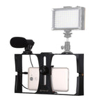 Smartphone Video Rig & Microphone Kit For Live Broadcast - Compatible With Iphone Galaxy Huawei Xiaomi Htc Lg Google And More - Red