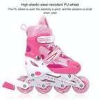 Flash Straight Row Roller Skating Shoes Suit for Children and Adults - Small Size - Red