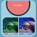 58mm Dive Housing Lens Filter for Gopro Hero8 with Waterproof Case - Red