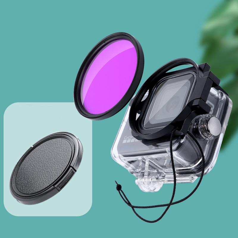58mm Dive Housing Lens Filter for Gopro Hero8 with Waterproof Case - Red