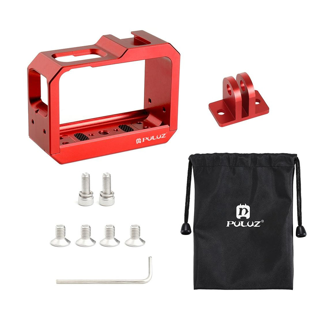 Aluminum Frame Cage for Insta360 one r with Cold Shoe and Tripod Base - Red