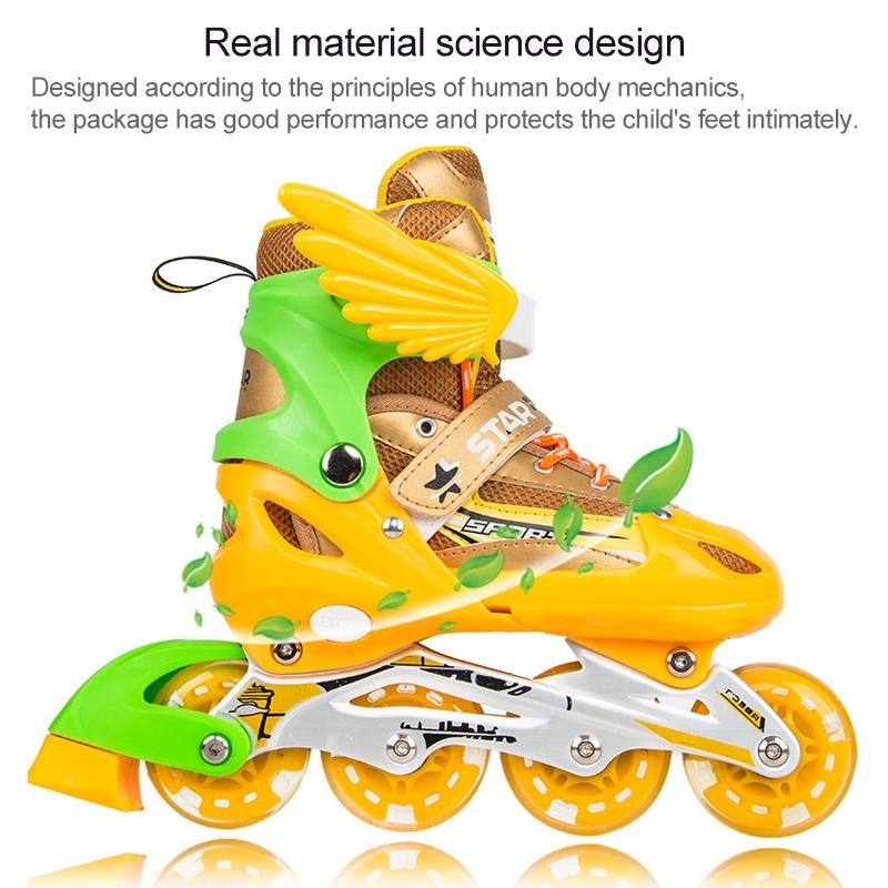 Adjustable Kids Roller Skates Set - Flash Wheels Size m - Red