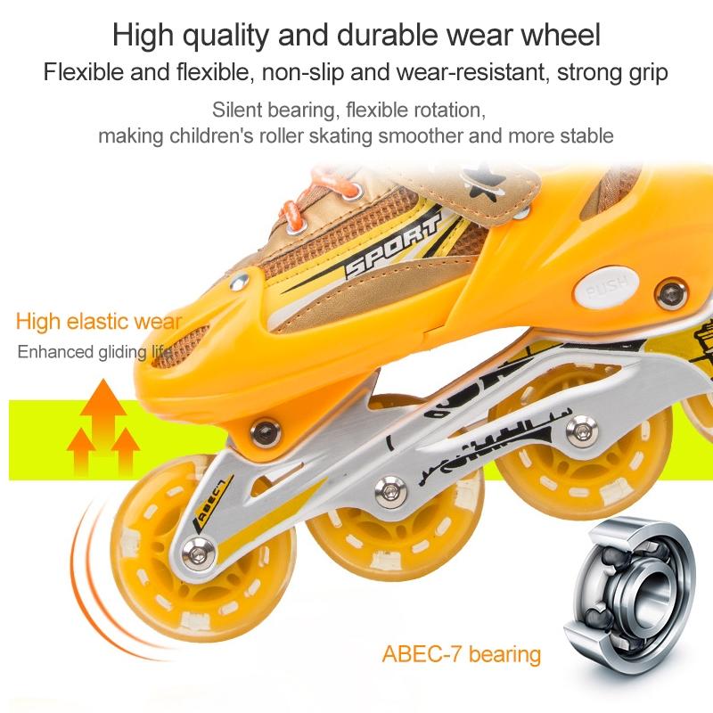 Adjustable Kids Roller Skates Set - Flash Wheels Size m - Red