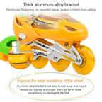 Adjustable Kids Roller Skates Set - Full Flash Single Four-wheel - Size l - Red
