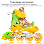 Adjustable Kids Roller Skates Set - Full Flash Single Four-wheel - Size l - Red