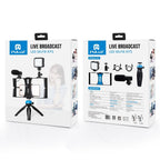 Vlogging Live Broadcast Kit With Led Fill Light Microphone Tripod Mount & Cold Shoe Head - Red