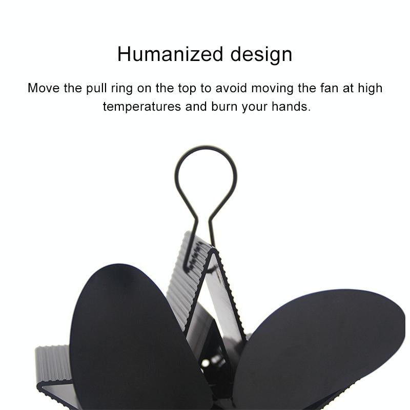 Efficient 4-blade Heat-powered Stove Fan - Aluminum - Red