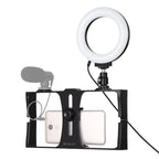 Vlogging Live Broadcast Smartphone Video Rig With 4.7 Inch Ring Led Selfie Light Kit And Cold Shoe Tripod Head - Red