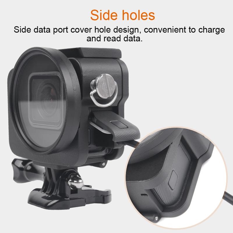 Aluminum Protective Cage with Insurance Frame and 52mm Uv Lens for Gopro Hero7 / 6 / 5 - Red