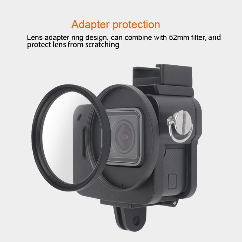 Aluminum Protective Cage with Insurance Frame and 52mm Uv Lens for Gopro Hero7 / 6 / 5 - Red