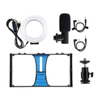 3-In-1 Vlogging Kit With Smartphone Rig Microphone And Led Ring Light - Red