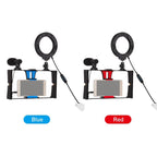 3-In-1 Vlogging Kit With Smartphone Rig Microphone And Led Ring Light - Red