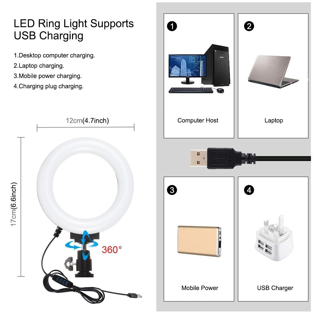 3-In-1 Vlogging Kit With Smartphone Rig Microphone And Led Ring Light - Red