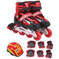 Flash Straight Row Roller Skating Shoes Suit for Children and Adults - Size l - Red