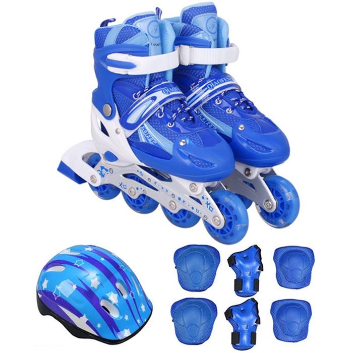 Flash Straight Row Roller Skating Shoes Suit for Children and Adults - Size l - Red