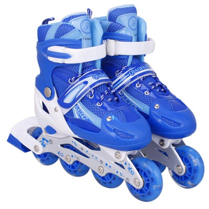 Flash Straight Row Roller Skating Shoes Suit for Children and Adults - Size l - Red