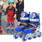 Flash Straight Row Roller Skating Shoes Suit for Children and Adults - Size l - Red