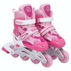 Flash Straight Row Roller Skating Shoes Suit for Children and Adults - Size l - Red