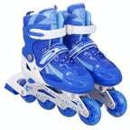 Flash Straight Row Roller Skating Shoes Suit for Kids and Adults - Medium Size - Red